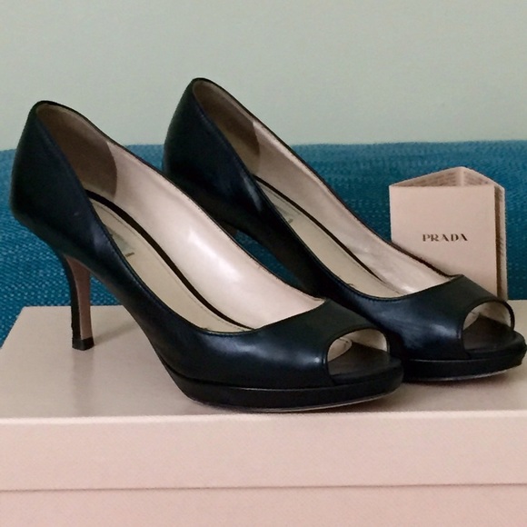 Prada Shoes - 🌟Make An Offer!🌟Prada peep-toe heels 7.5M black