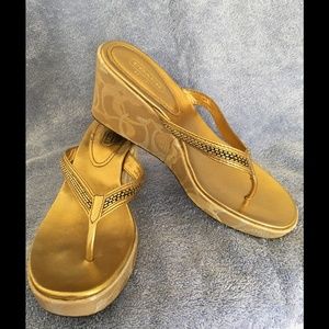 Coach Signature Wedge Sandals size 8