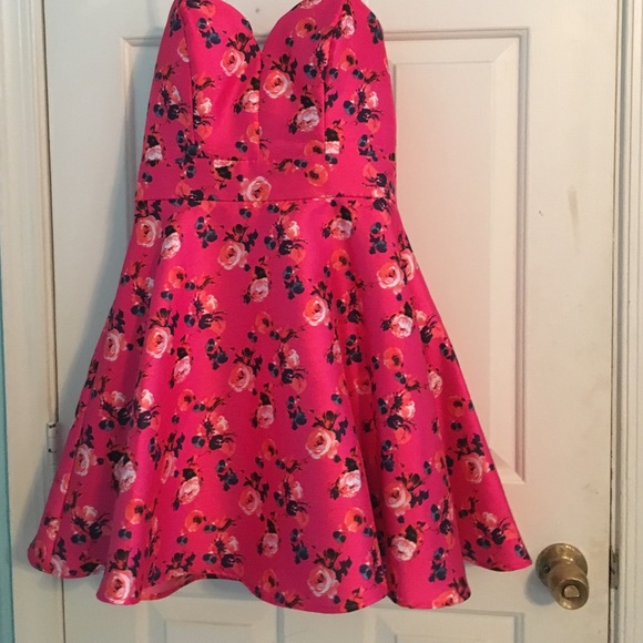 Hot pink floral--semi formal dress