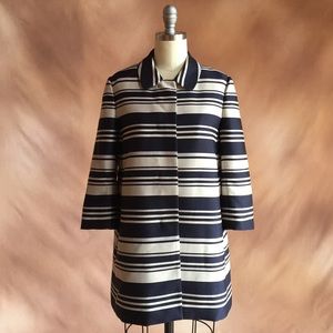 Navy & white striped Ann Taylor mod coat