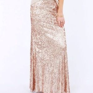 Lulu's Reign or Shine Gold Sequin Maxi skirt