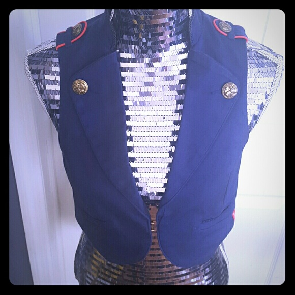 Navy military cropped vest