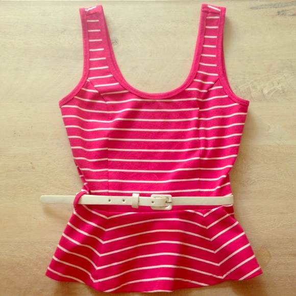 Peplum, dark pink shirt
