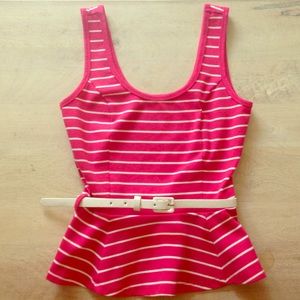 Peplum, dark pink shirt