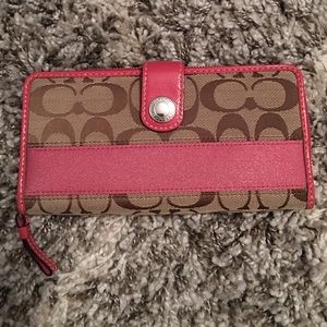 Coach pink and tan wallet