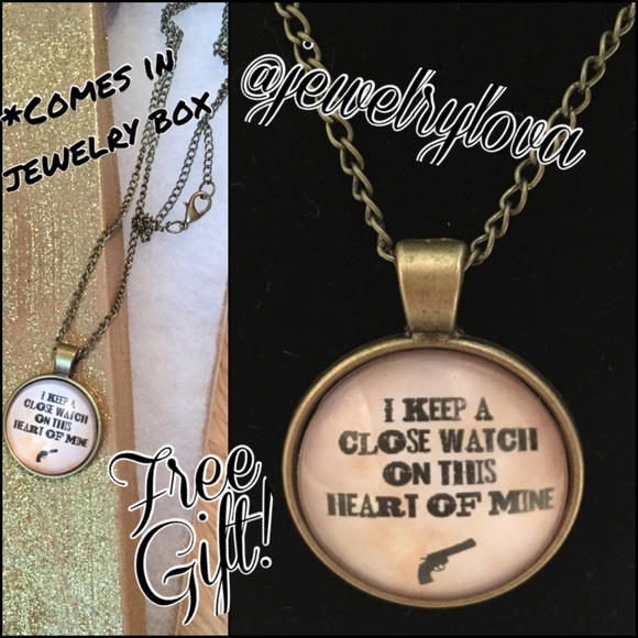 Johnny Cash Gun Glass Pendant Necklace