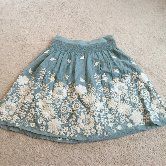 Anthropologie Blue tassel skirt