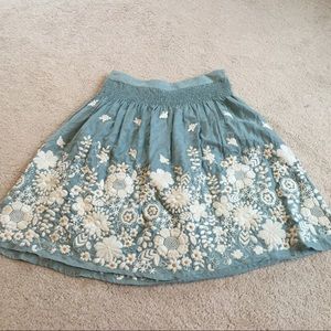 Anthropologie Blue tassel skirt