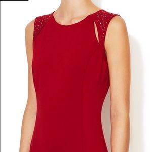 Studded sleeve sheath dress