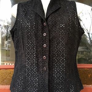 PUTUMAYO PATTERNED BLACK BLOUSE-SIZE M