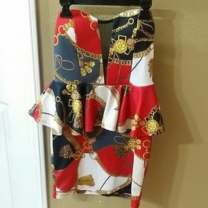 Sweetheart peplum dress with front mesh plunge