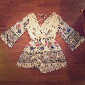 Black/Bead Shorts Romper