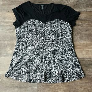 Torrid Sheer Shoulder Black and White Top