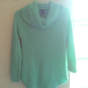 Turquoise turtle neck sweater dress