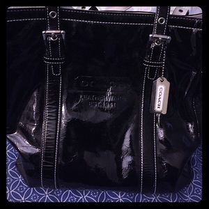 Authentic Black patent coach bag