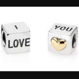 Authentic Pandora "I Love You" Two Toned Charm