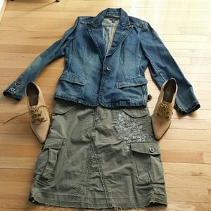 SOLD  - Retro Army Green  Cargo Skirt