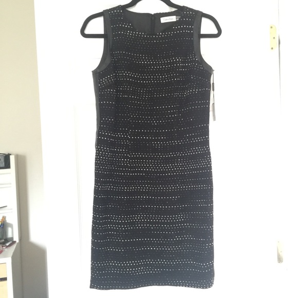 Calvin Klein Black White Textured Sheath Dress 8P