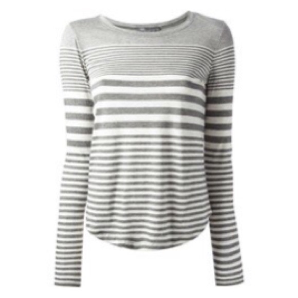 Vince Tops - Grey + White Striped Long Sleeve Tee