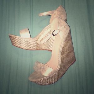 Shiny Silver Wedge Sandals