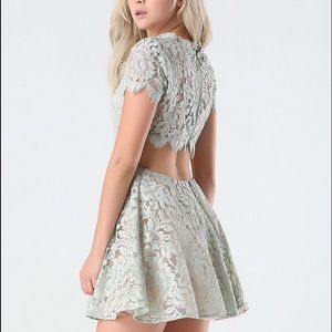 Bebe lace foil cutout dress