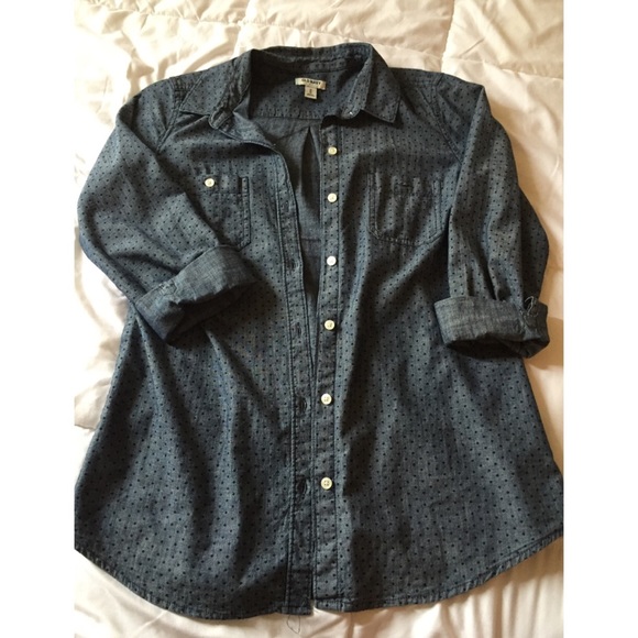 Old Navy polka dot chambray shirt