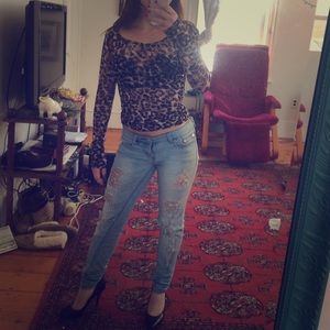 Sexy black leopard see through top 🔥