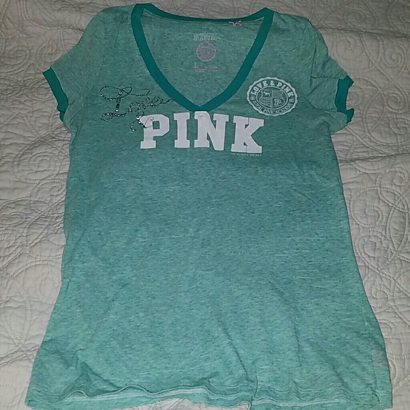 Pink by VS V-neck T-shirt w/ Capped Sleeves (Lg)