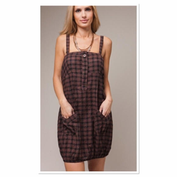 🎈5/$25🎈 PLAID BUTTON PINAFORE DRESS - Picture 2 of 4