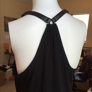 Nwot black Michael Kors dress w leather strap sz s