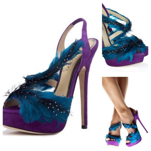 Jimmy Choo Marlene Feather/Suede Sandal Heels - Picture 7 of 8