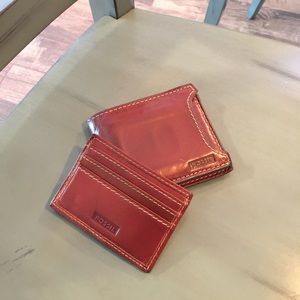 Fossil leather wallet w/ business card insert