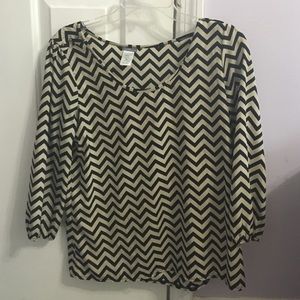 Charlotte russe tan and black chevron blouse