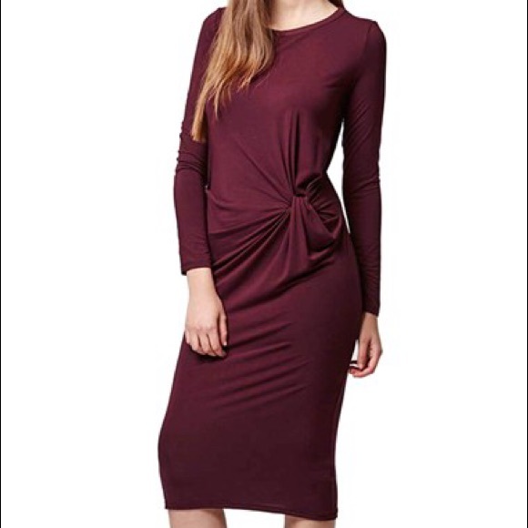Oxblood Topshop Knot Front Dress
