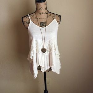 Ivory Layered Lace Tank