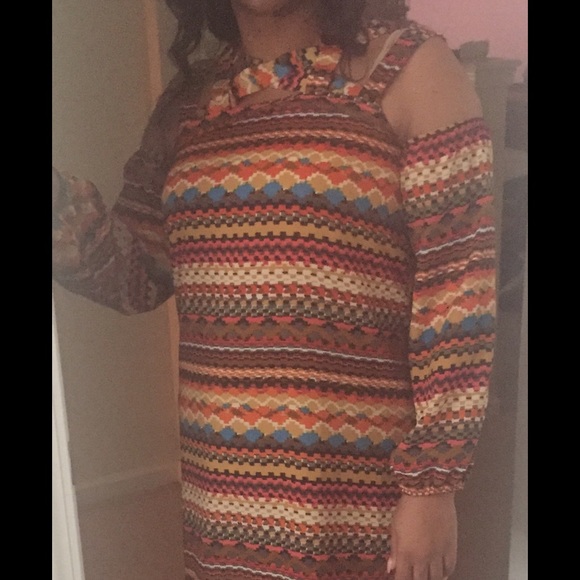 Multicolor long sleeve mini dress