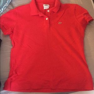 Women's Lacoste red short sleeve polo