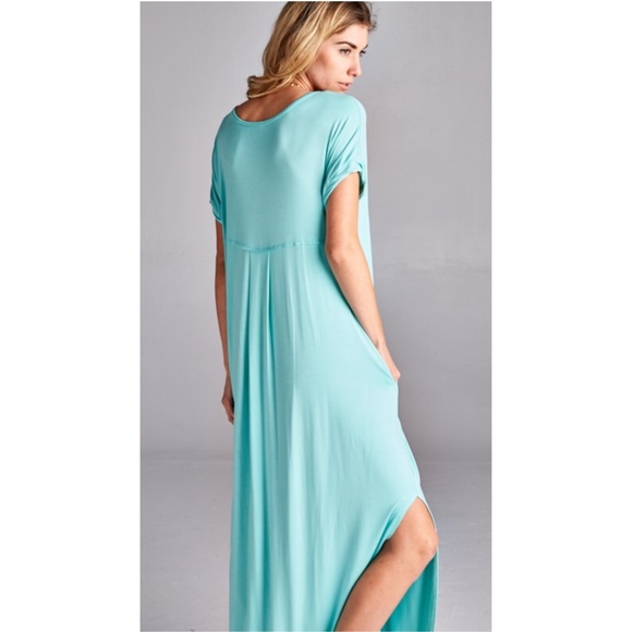 Boho MINT Oversize Slit Pocket Maxi Dress S M L - Picture 3 of 4