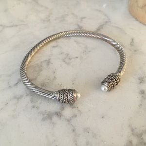 Silver and pearl Cuff bracelet