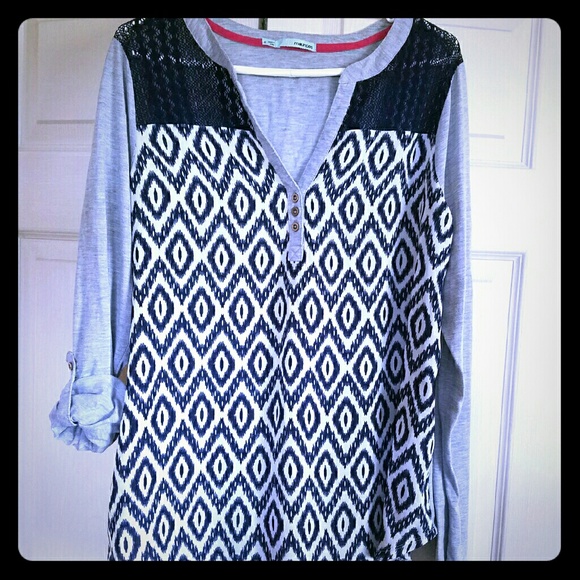 Printed long sleeve top (3/4 sleeve optional)