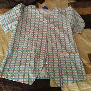 Button up scrub top