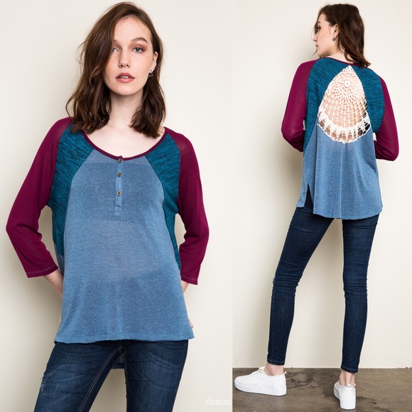 1DAYSALE "Plethora" Crochet Back Baseball Top - Picture 3 of 4