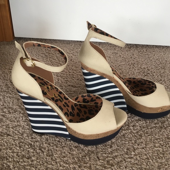Navy and White Striped Sandals