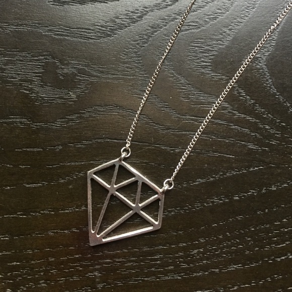 F21 Silver Diamond Cutout Necklace