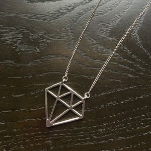 F21 Silver Diamond Cutout Necklace