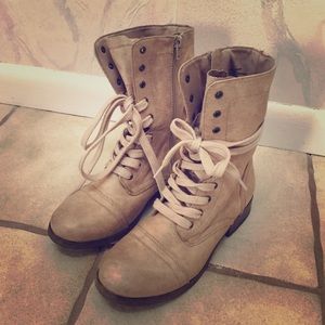 Tan combat boots