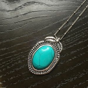 AEO silver + turquoise boho necklace