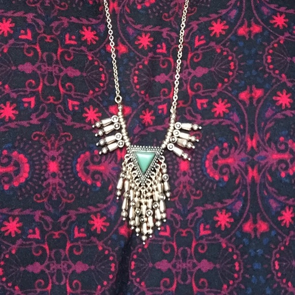 F21 Green and Gold Triangle Necklace
