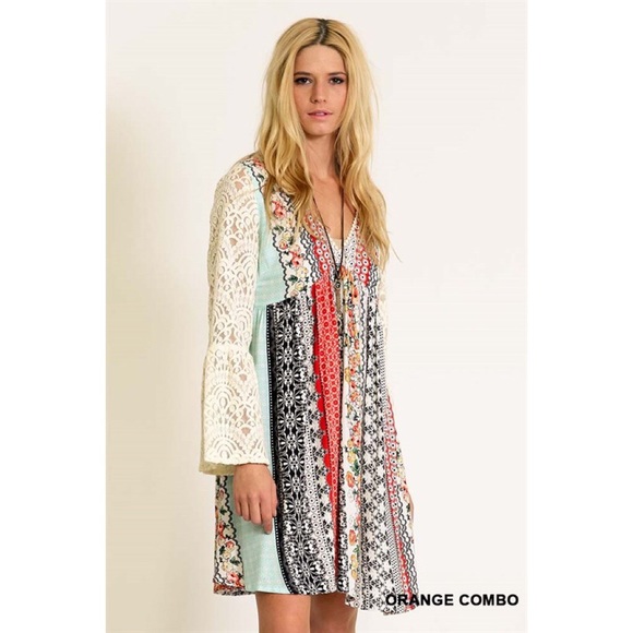 1DAYSALE Printed Lace Bell Sleeve Dress - Picture 4 of 4