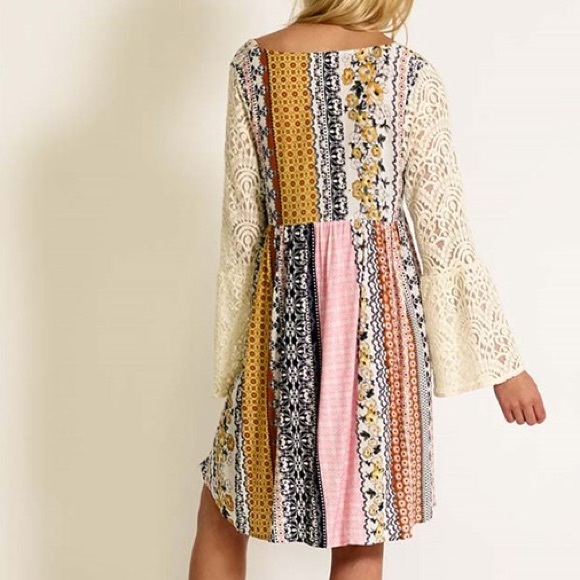 1DAYSALE Printed Lace Bell Sleeve Dress - Picture 3 of 4